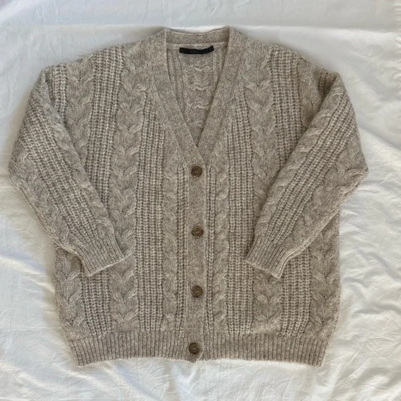 Jenni Kayne Cocoon Cable Cardigan Oatmeal XXS - Picture 5 of 13